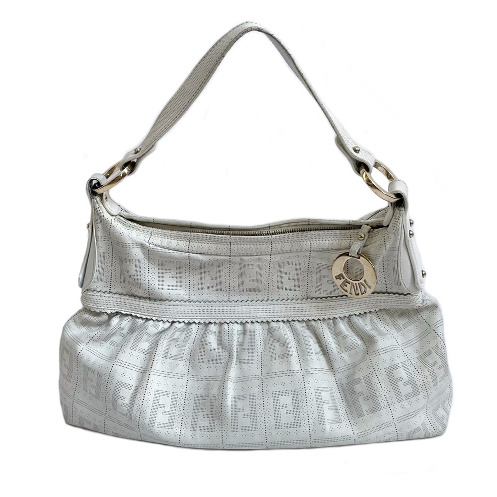 Fendi White Perforated Zucca Chef Bag